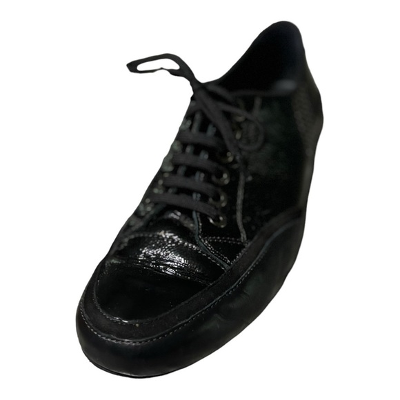 Mephisto Air Relax Black Patent Leather Sneakers Size 8.5 Low Top Lace Up - Picture 3 of 15